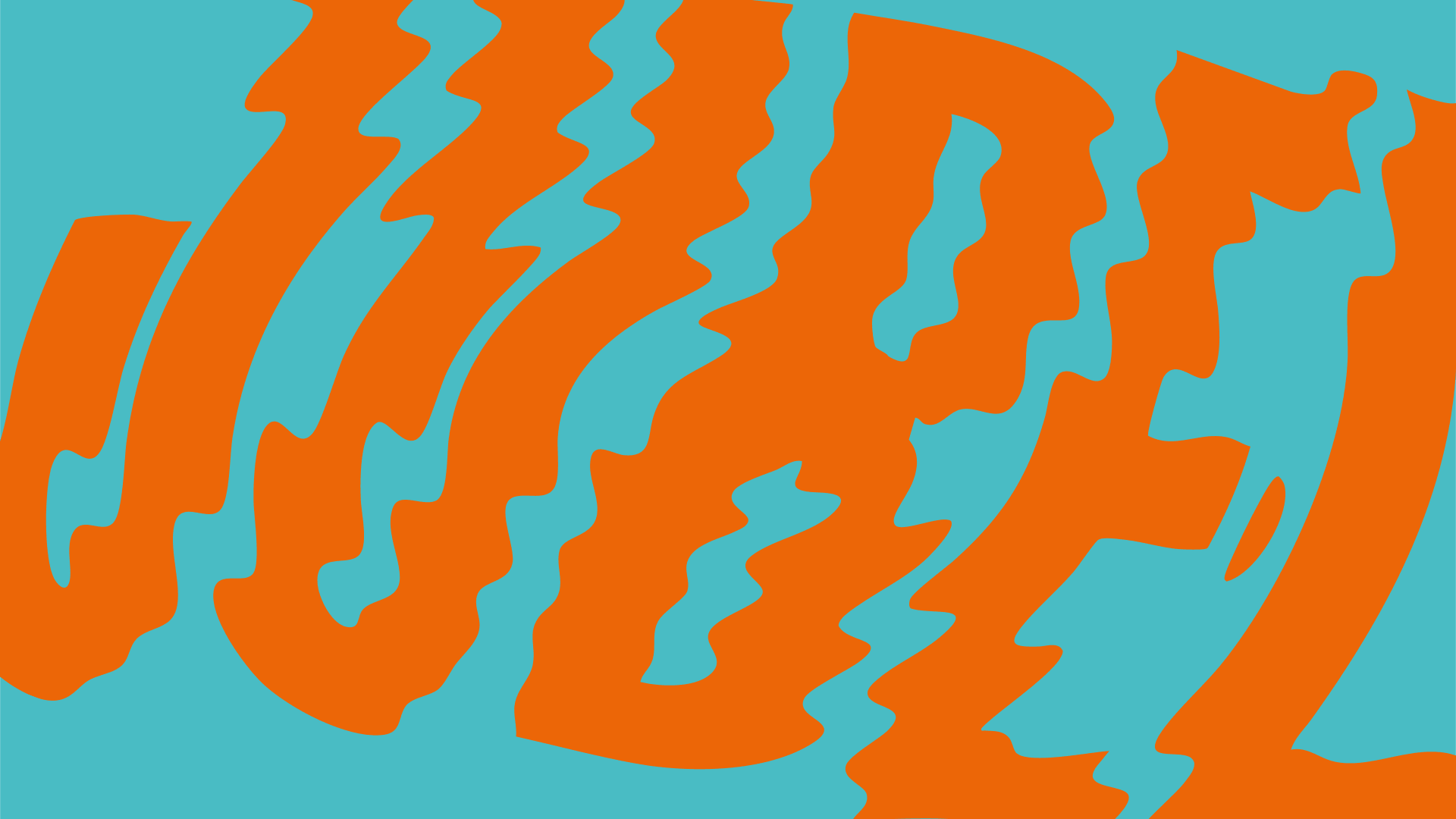 JUBEL – Abstraktes grafisches Motiv in Orange und Türkis zum Jubiläum von Barnes Crossing.